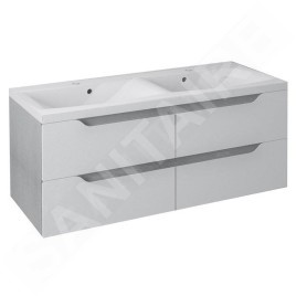 Sapho Wave - Meuble double-lavabo 1200x500x480 mm, blanc/chêne argenté WA120-3011
