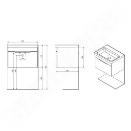 Sapho Ella - Meuble lavabo 565x390x430 mm, 1 tiroir, blanc EL060-3030
