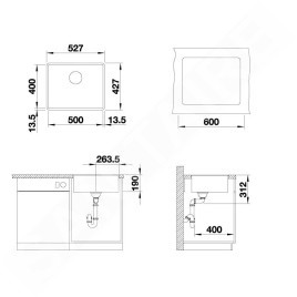 Blanco Subline 500 - Évier en silgranite, 527x427 mm, café 523537