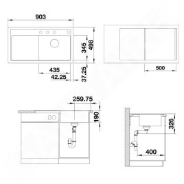 Blanco Zenar 5 - Évier en silgranite, 903x498 mm, InFino, café 523878