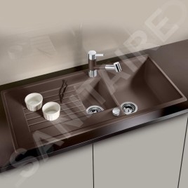 Blanco Zia 6 - Évier en silgranite, 1000x500 mm, avec commande de vidage, café 515071