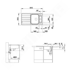 Blanco Axis III - Évier, 915x510 mm, avec accessoires, InFino, inox 522103