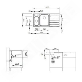 Blanco Axis III - Évier, 1000x510 mm, avec accessoires, InFino, inox 522105