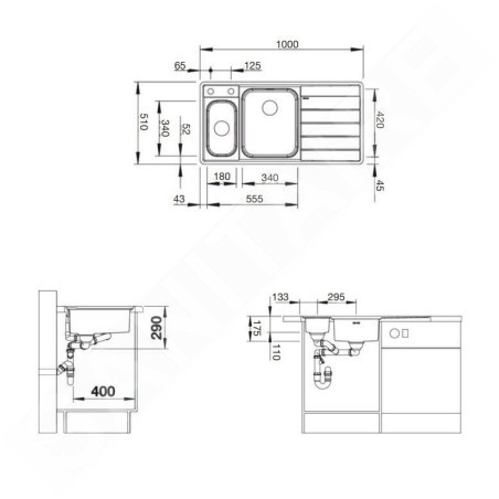 Blanco Axis III - Évier, 1000x510 mm, avec accessoires, InFino, inox 522105
