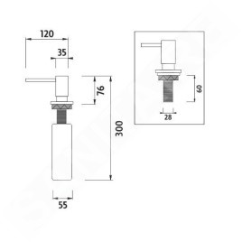 Nimco Autres - Distributeur de savon ou de désinfectant, 350 ml, encastré, acier inoxydable UNM 4031V-10