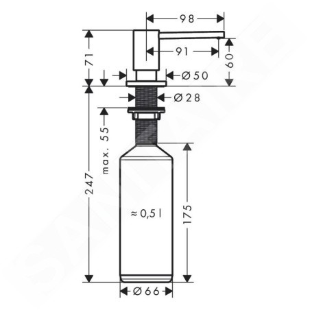 Axor Uno - Distributeur de détergent, 500 ml, noir mat 42818670