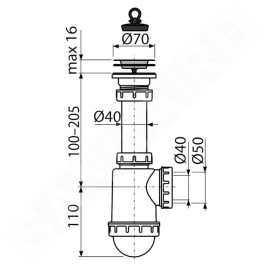 Alcadrain Siphons - Siphon d'évier, plastique A441-DN50/40