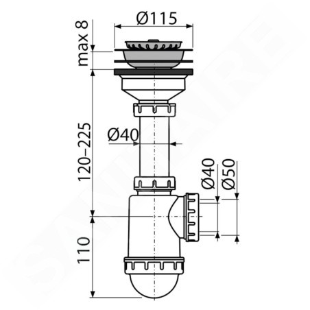 Alcadrain Siphons - Siphon d'évier, plastique A446-DN50/40