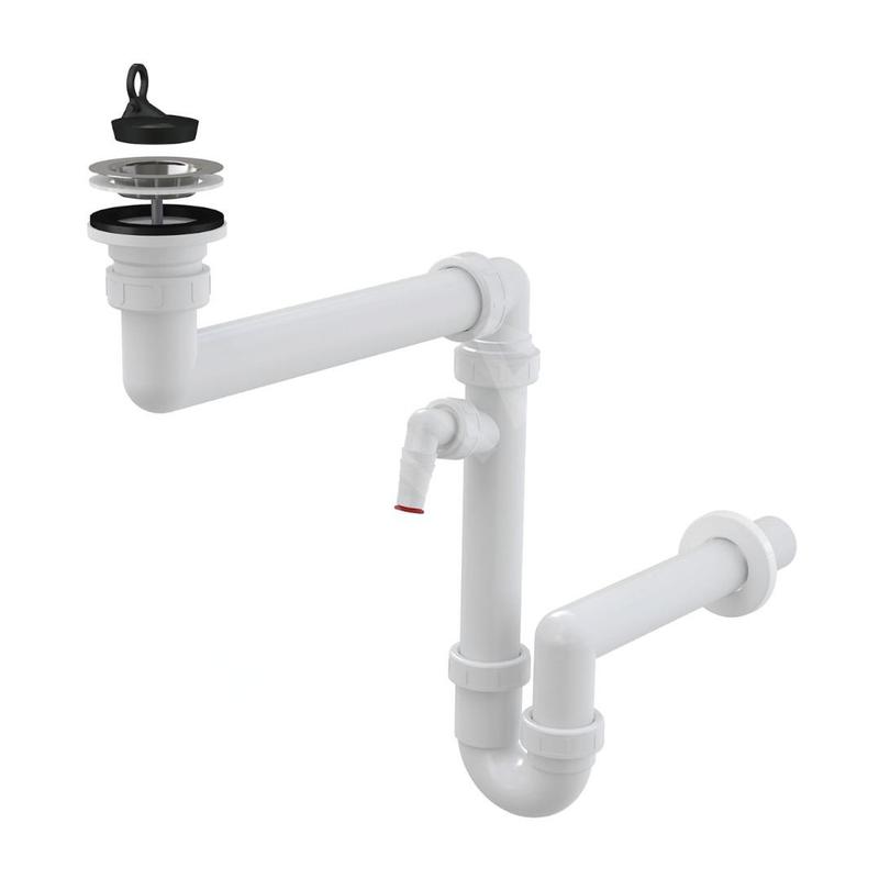 Alcadrain Siphons - Siphon d'évier, peu encombrant, avec raccord, en plastique A870P-DN40