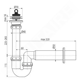 Alcadrain Siphons - Siphon d'évier, diamètre 70 mm, plastique A800-DN50