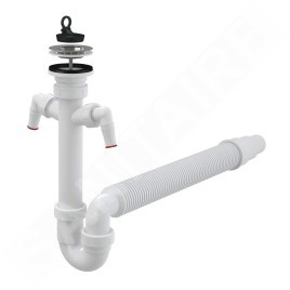 Alcadrain Siphons - Siphon d'évier, diamètre 70 mm, avec 2 raccords, avec flexible, plastique A840-DN50/40