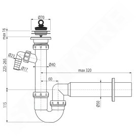 Alcadrain Siphons - Siphon d'évier, diamètre 70 mm, avec raccord, en plastique A810-DN50