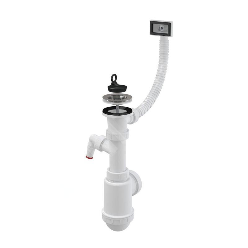 Alcadrain Siphons - Siphon d'évier, avec raccordement, avec trop-plein flexi, plastique A444P-DN50/40