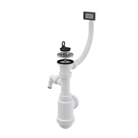 Alcadrain Siphons - Siphon d'évier, avec raccordement, avec trop-plein flexi, plastique A444P-DN50/40