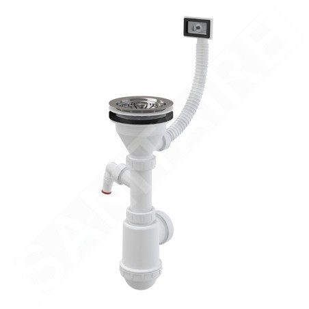 Alcadrain Siphons - Siphon d'évier, avec raccordement, avec trop-plein flexi, plastique A447P-DN50/40