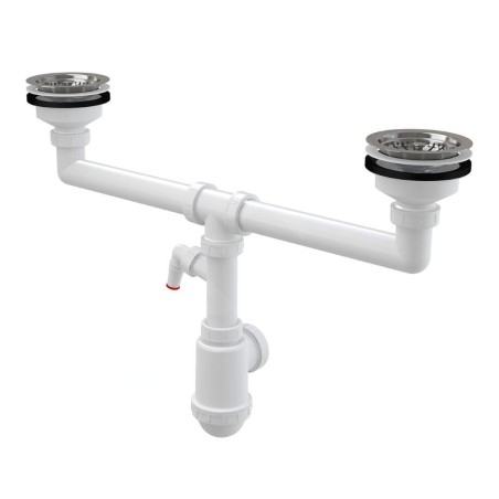 Alcadrain Siphons - Siphon pour double évier, diamètre 115 mm, avec raccord, plastique A453P