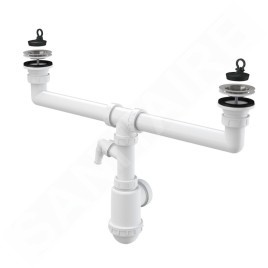 Alcadrain Siphons - Siphon pour évier double, diamètre 70 mm, avec raccord, plastique A449P-DN50/40