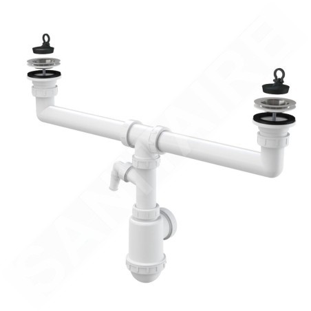 Alcadrain Siphons - Siphon pour évier double, diamètre 70 mm, avec raccord, plastique A449P-DN50/40