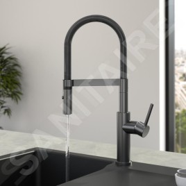 Villeroy & Boch Steel Expert 2.0 - Mitigeur d'évier avec bras flexible et douchette, anthracite 92800005