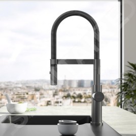 Villeroy & Boch Steel Expert 2.0 - Mitigeur d'évier avec bras flexible et douchette, anthracite 92800005