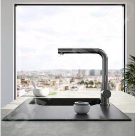 Villeroy & Boch Steel Shower - Mitigeur d'évier avec bec extractible, anthracite 96970105