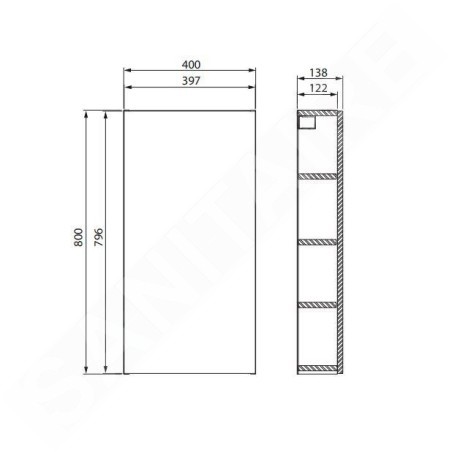 Cersanit City - Armoire 80x40x14 cm, 1 porte, charnières G/D, blanc S584-020-DSM