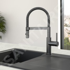 Villeroy & Boch Steel Expert Compact - Mitigeur d'évier avec bras flexible et douchette, anthracite 92730005