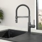 Villeroy & Boch Steel Expert Compact - Mitigeur d'évier avec bras flexible et douchette, anthracite 92730005