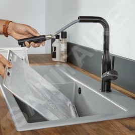Villeroy & Boch Subway Style Shower - Mitigeur d’évier avec douchette extractible, anthracite 92850005