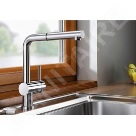 Blanco Linus S-F - Mitigeur d’évier avec douchette extractible, à basculer sous la fenêtre, chrome 514276