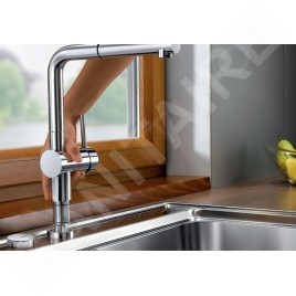 Blanco Linus S-F - Mitigeur d’évier avec douchette extractible, à basculer sous la fenêtre, chrome 514276