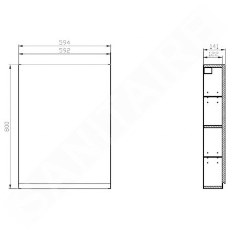 Cersanit Moduo - Armoire 80x59x14 cm, 1 porte, charnières L/P, blanc S590-016-DSM