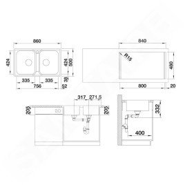 Blanco Lemis 8 - Évier, 860x500 mm, inox brossé 523039