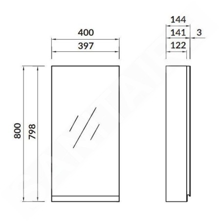 Cersanit Moduo - Armoire à miroir, 80x40x14 cm, 1 porte, charnières G/D, blanc S590-030