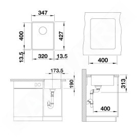 Blanco Subline 320 - Évier en silgranit, 347x427 mm, InFino, anthracite 523416