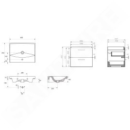 Cersanit Lara - Meuble avec lavabo, 45x59x45 cm, 2 tiroirs, noyer S801-143-DSM