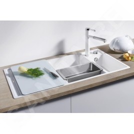 Blanco Axia III 6 - Évier en silgranit 1000x510 mm, avec commande de vidage et accessoires, InFino, blanc 523477