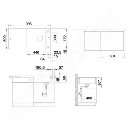 Blanco Axia III XL 6 - Évier en silgranit, 990x500 mm, avec commande de vidage et accessoires, InFino, blanc 523529