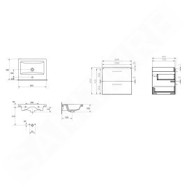 Cersanit Lara - Meuble avec lavabo, 45x59x45 cm, 2 tiroirs, blanc S801-147-DSM