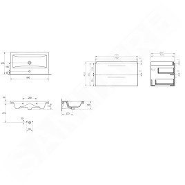 Cersanit Lara - Meuble avec lavabo, 45x79x45 cm, 2 tiroirs, noyer S801-154-DSM