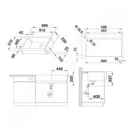 Blanco Vintera XL 9 - Évier en silgranit, 896x510 mm, InFino,blanc doux 526803