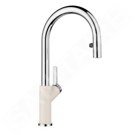 Blanco Carena S - Mitigeur d'évier avec douchette extractible, blanc doux/chrome 526931