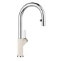 Blanco Carena S - Mitigeur d'évier avec douchette extractible, blanc doux/chrome 526931