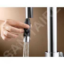 Blanco Carena S - Mitigeur d'évier avec douchette extractible, blanc doux/chrome 526931