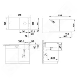 Blanco Axia III 5 - Évier en silgranit, 915x510 mm, avec accessoires, InFino, blanc doux 527039