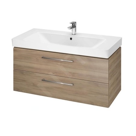 Cersanit Lara - Meuble avec lavabo, 46x99x45 cm, 2 tiroirs, noyer S801-331-DSM