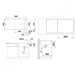 Blanco Axia III XL 6 - Évier en silgranit, 990x500 mm, avec commande de vidage et accessoires, InFino, blanc doux 527054