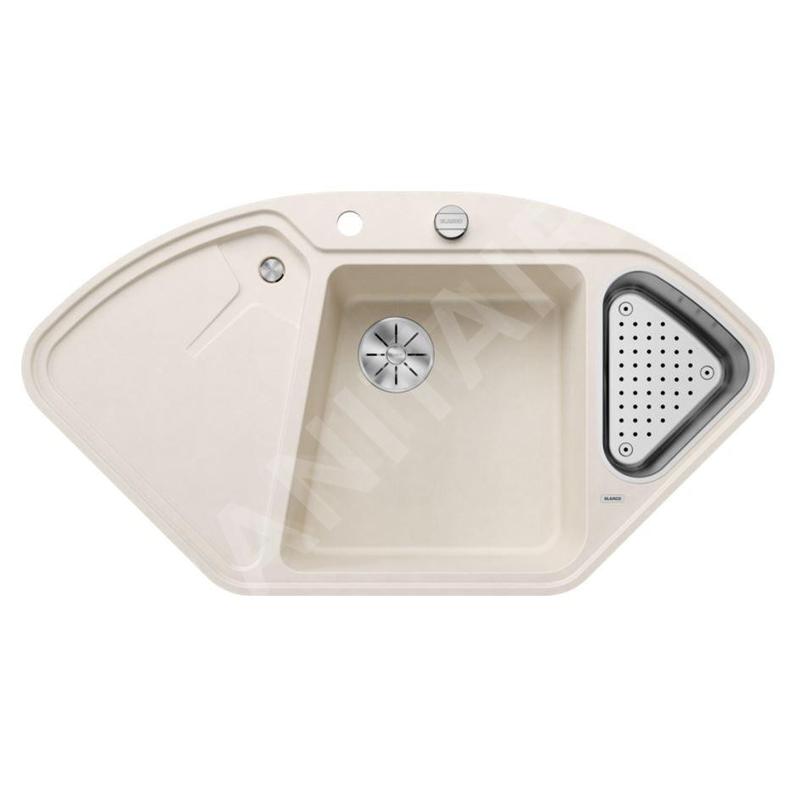 Blanco Delta II - Évier en silgranit 1042x560 mm, avec commande de vidage et accessoires, InFino, blanc doux 527056