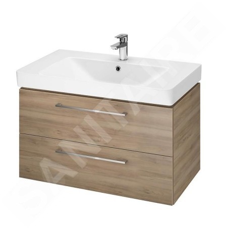 Cersanit Lara - Meuble avec lavabo, 45x79x45 cm, 2 tiroirs, noyer S801-339-DSM