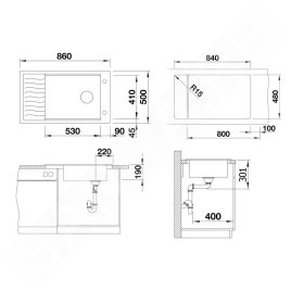 Blanco Elon XL 8 - Évier en silgranit, 860x500 mm, avec accessoires, InFino, blanc doux 527072